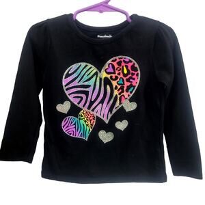 Garanimals Black Heart Long Sleeve‎ Tee Girl's Size 24 Months